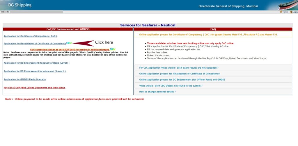 COC revalidation procedure online